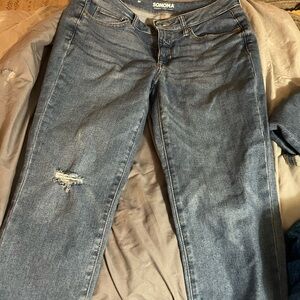 Sonoma Women's Distressed Blue Straight Leg Jeans